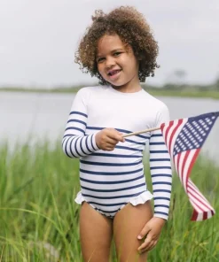 minnow Girls Rashguard One Piece | Swim Breton Stripe Sale