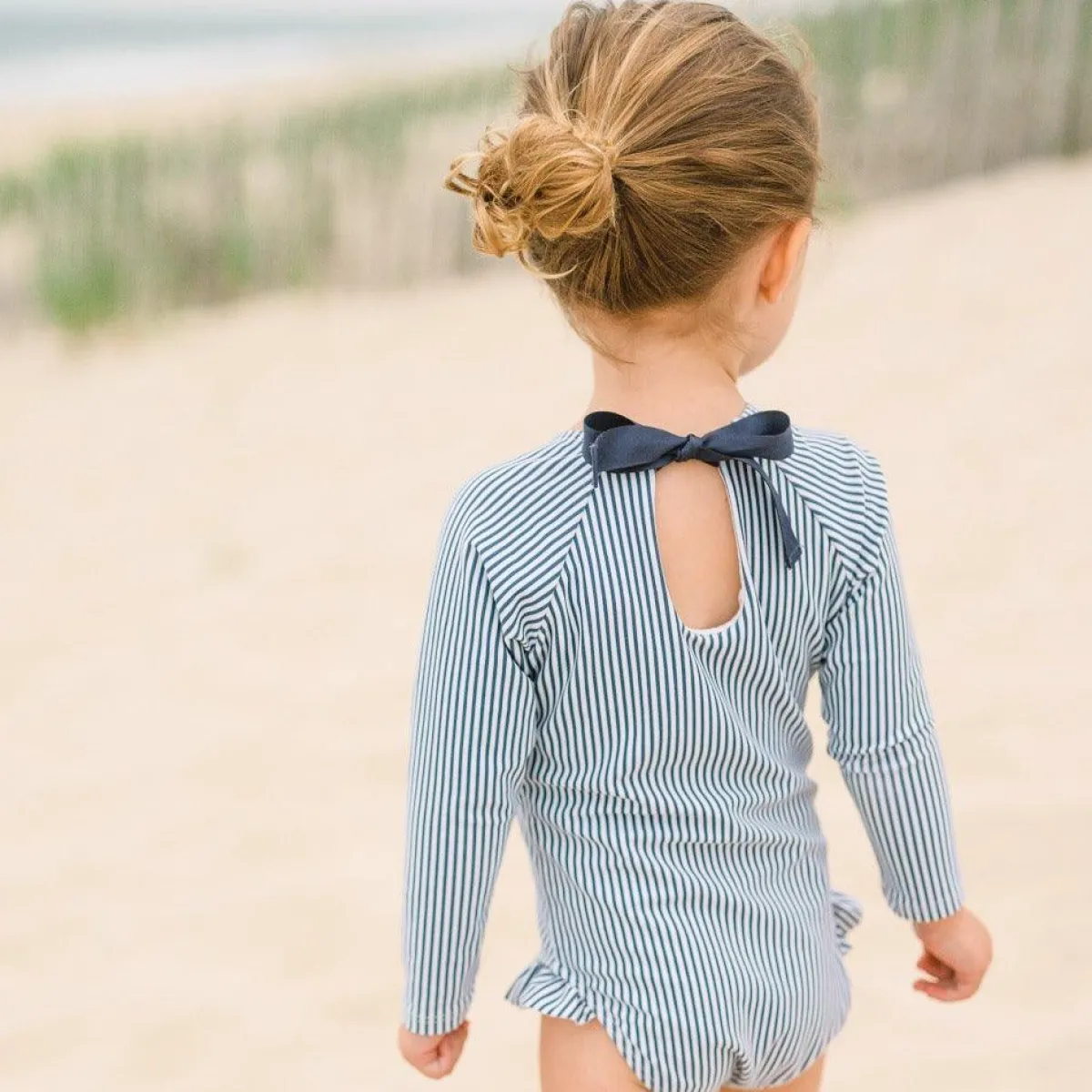 minnow Girls Rashguard One Piece | Swim Navy Stripe Clearance