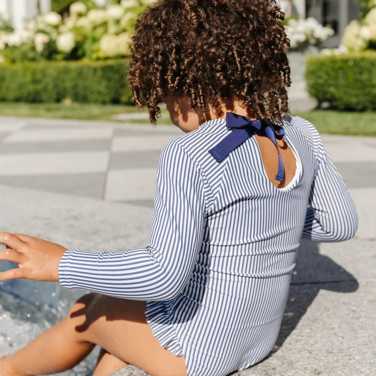 minnow Girls Rashguard One Piece | Swim Navy Stripe Clearance