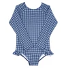 minnow Girls Rashguard One Piece | Swim Navy Gingham New