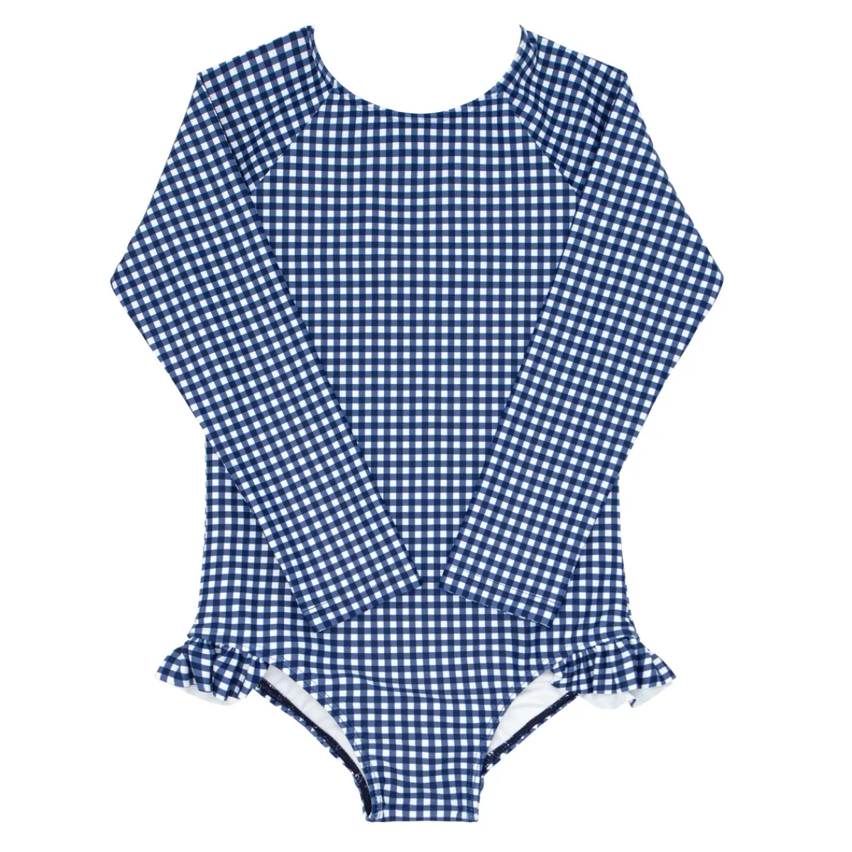 minnow Girls Rashguard One Piece | Swim Navy Gingham New