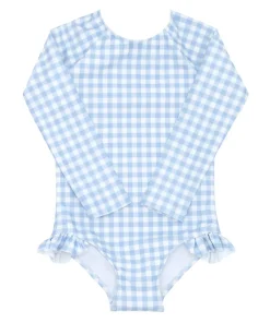 minnow Girls Rashguard One Piece Oasis Blue Gingham Fashion