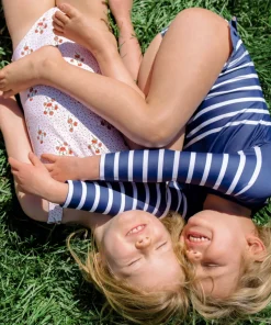 minnow Girls Rashguard One Piece | Swim Navy Breton Stripe Fashion