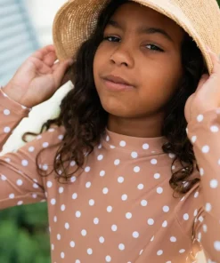 minnow Girls Rashguard Set Mocha Dot Fashion