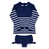 minnow Girls Rashguard Set | Swim Navy Breton Stripe Online