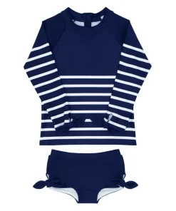 minnow Girls Rashguard Set | Swim Navy Breton Stripe Online