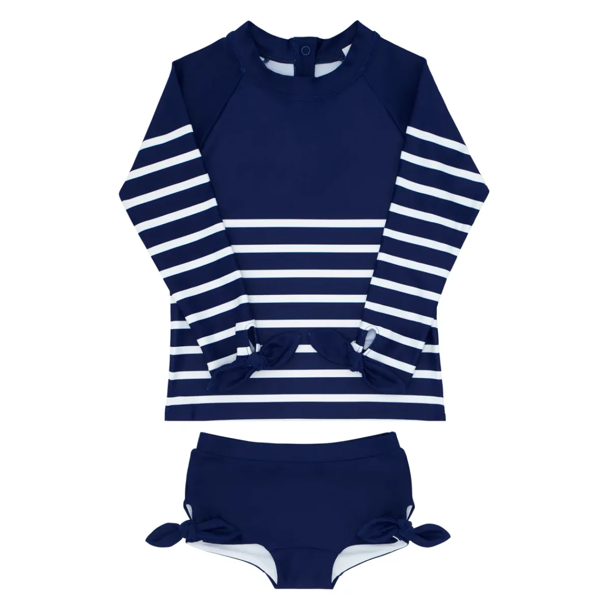 minnow Girls Rashguard Set | Swim Navy Breton Stripe Online