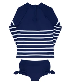 minnow Girls Rashguard Set | Swim Navy Breton Stripe Online