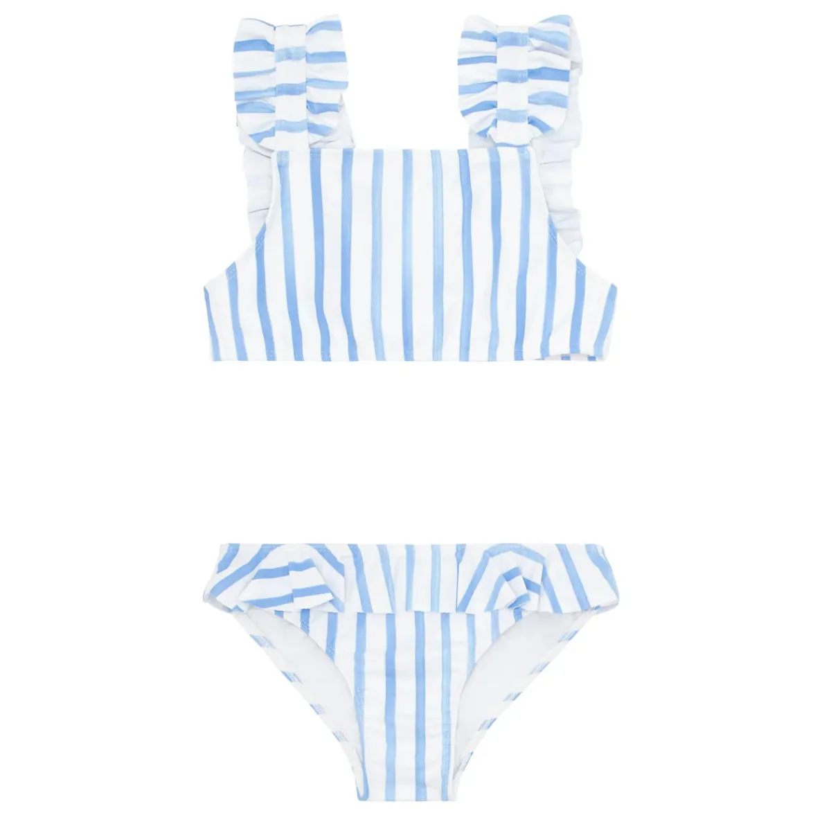 minnow Girls Ruffle Bikini Bahamian Blue Stripe New