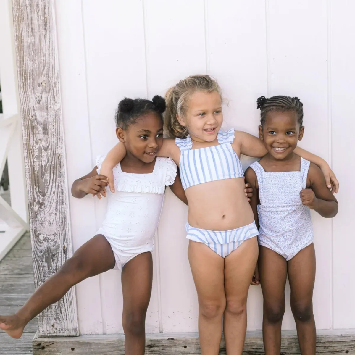 minnow Girls Ruffle Bikini Bahamian Blue Stripe New