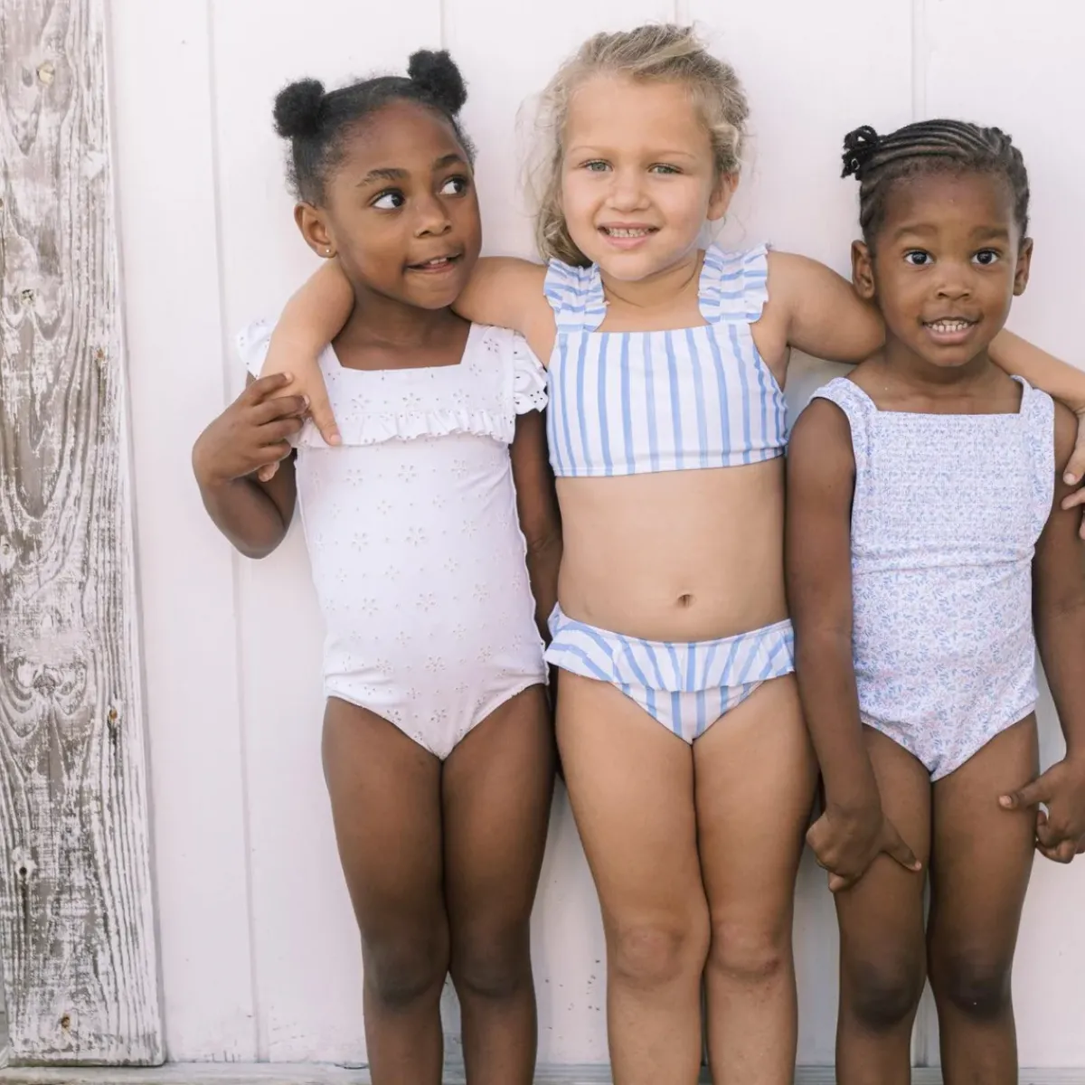 minnow Girls Ruffle Bikini Bahamian Blue Stripe New