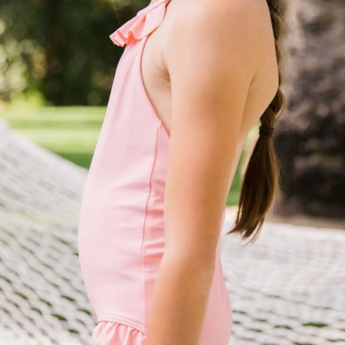 minnow Girls Ruffle Halter One Piece Sorbet Pink Fashion