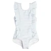 minnow Girls Ruffle One Piece Powder Blue Stripe Outlet