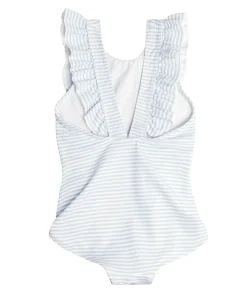 minnow Girls Ruffle One Piece Powder Blue Stripe Outlet