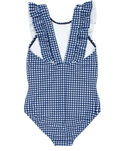 minnow Girls Ruffle One Piece | Swim Navy Gingham Clearance
