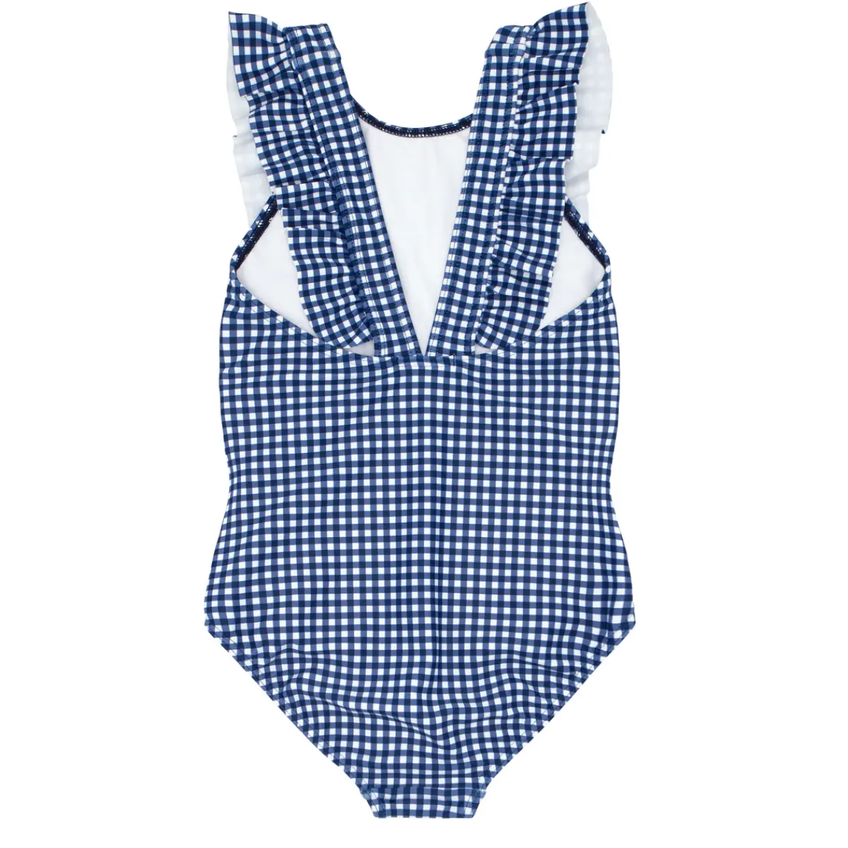 minnow Girls Ruffle One Piece | Swim Navy Gingham Hot