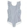 minnow Girls Ruffle One Piece | Swim Navy Stripe Discount