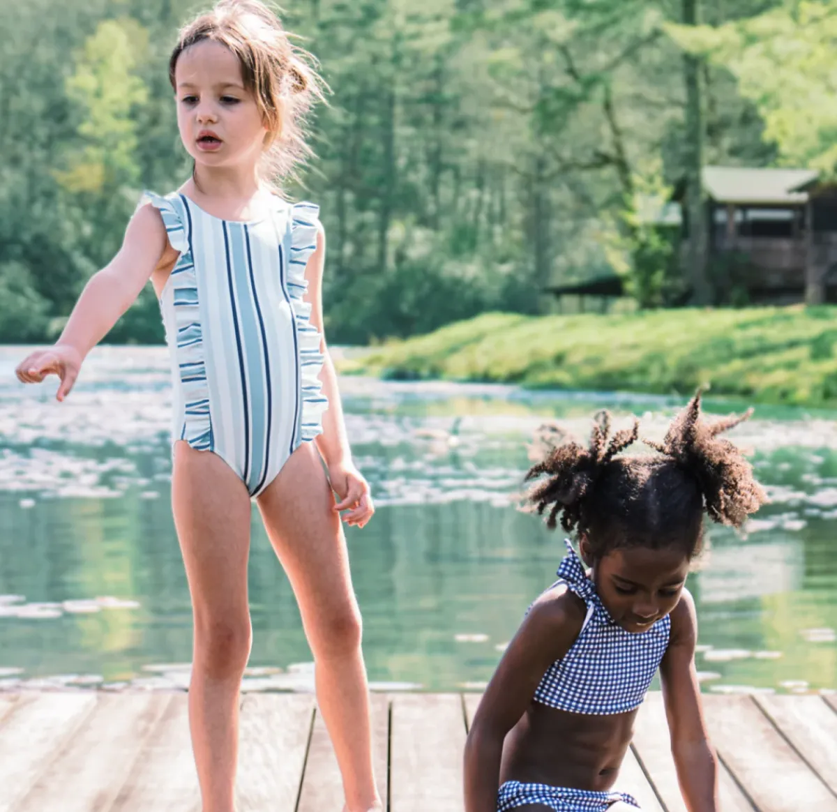 minnow Girls Ruffle One Piece | Swim Freshwater Stripe New