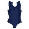 minnow Girls Ruffle One Piece Navy Clearance