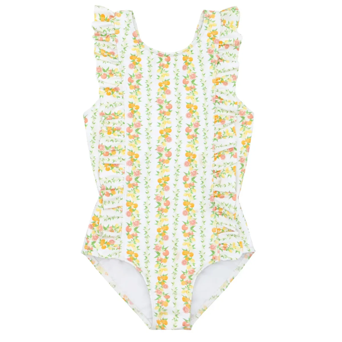 minnow Girls Ruffle One Piece Linear Citrus Clearance