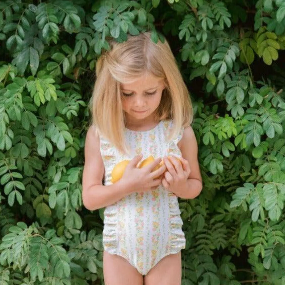 minnow Girls Ruffle One Piece Linear Citrus Clearance