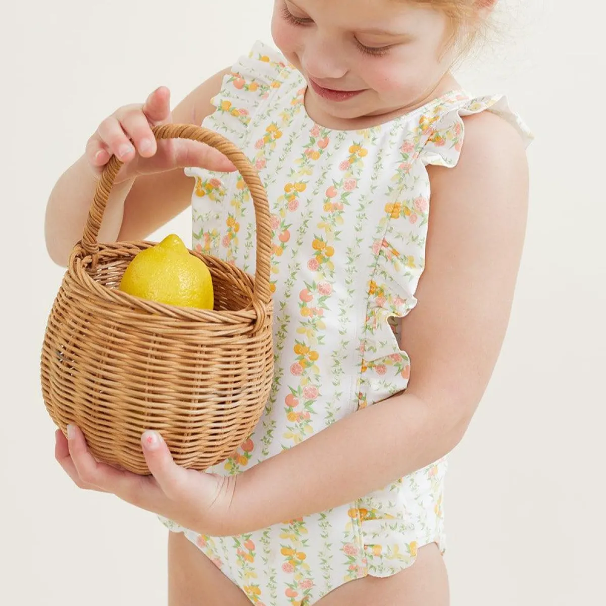 minnow Girls Ruffle One Piece Linear Citrus Clearance