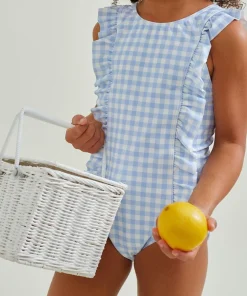 minnow Girls Ruffle One Piece Oasis Blue Gingham Best