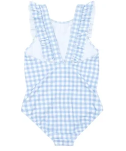 minnow Girls Ruffle One Piece Oasis Blue Gingham Best