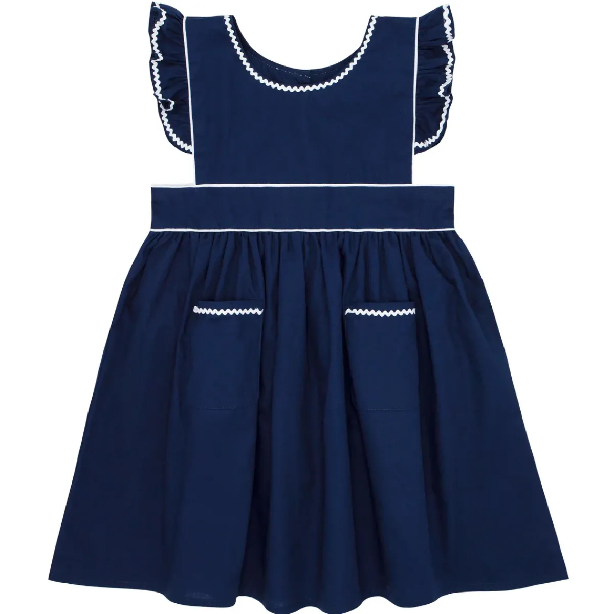 minnow Girls Ruffle Sleeve Dress Navy Hot