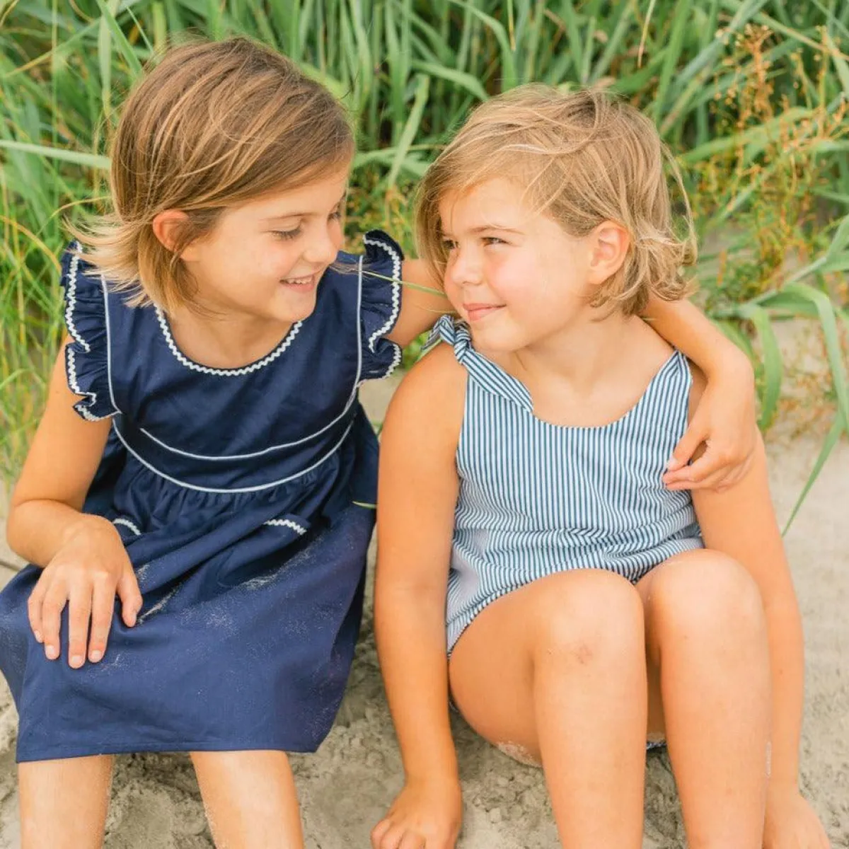 minnow Girls Ruffle Sleeve Dress Navy Hot