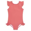 minnow Girls Ruffle Sleeve Rashguard One Piece New England Red Sale