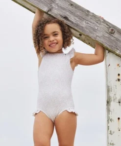 minnow Girls Ruffle Sleeve Rashguard One Piece Antique Floral Fashion