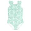 minnow Girls Ruffle Strap One Piece Abaco Green Paisley Discount