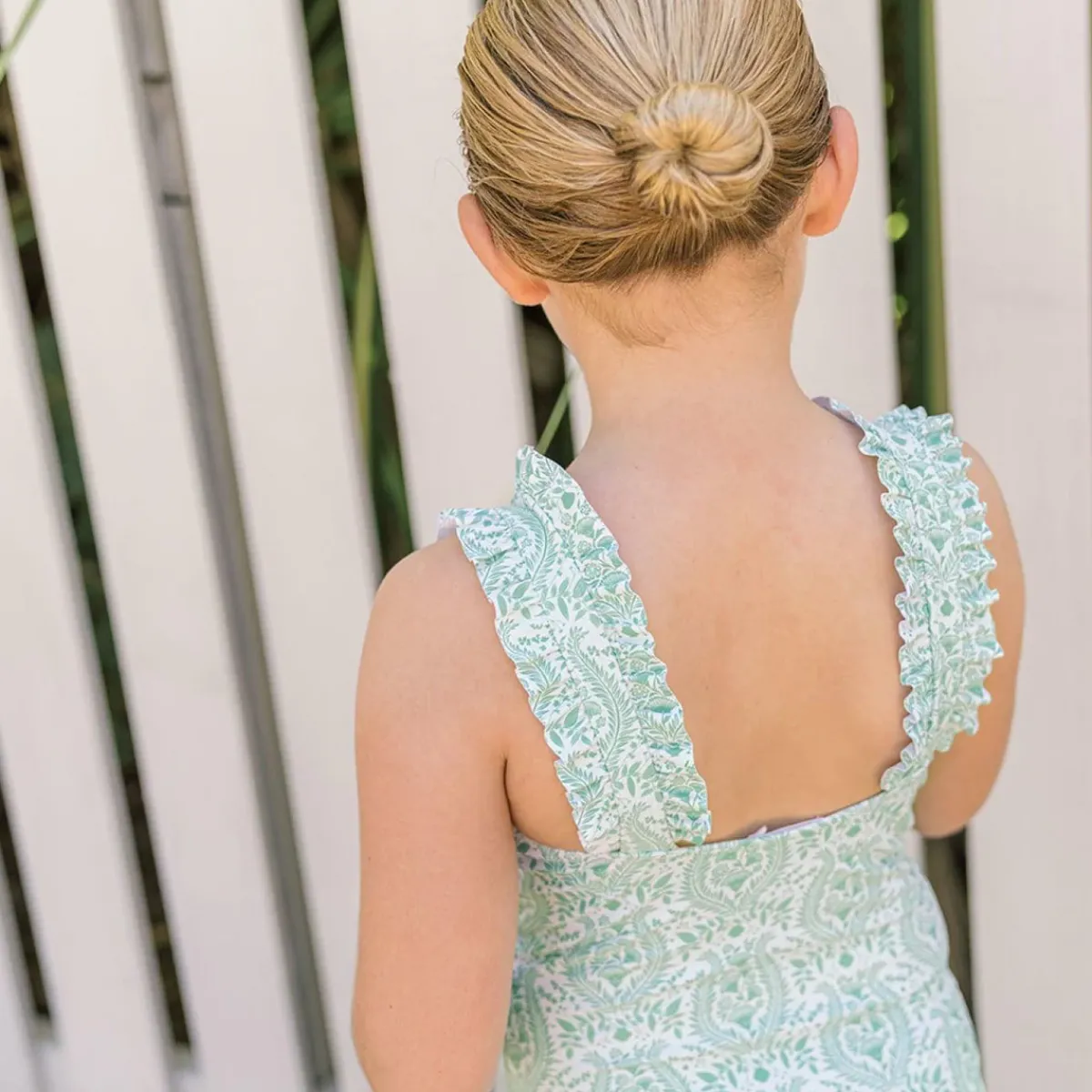 minnow Girls Ruffle Strap One Piece Abaco Green Paisley Discount