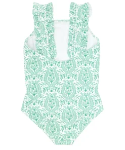 minnow Girls Ruffle Strap One Piece Abaco Green Paisley Discount