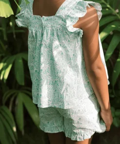 minnow Girls Ruffle Top And Short Set Abaco Green Paisley Discount