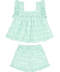minnow Girls Ruffle Top And Short Set Abaco Green Paisley Discount