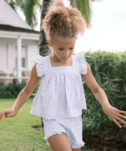 minnow Girls Ruffle Top And Short Set Briland Blue Botanic Online