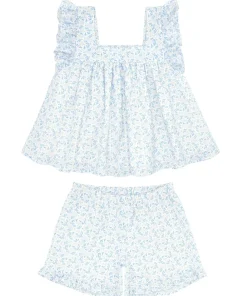 minnow Girls Ruffle Top And Short Set Briland Blue Botanic Fashion