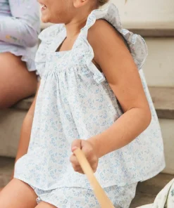 minnow Girls Ruffle Top And Short Set Briland Blue Botanic Fashion
