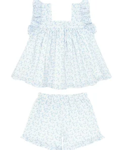 minnow Girls Ruffle Top And Short Set Briland Blue Botanic Fashion