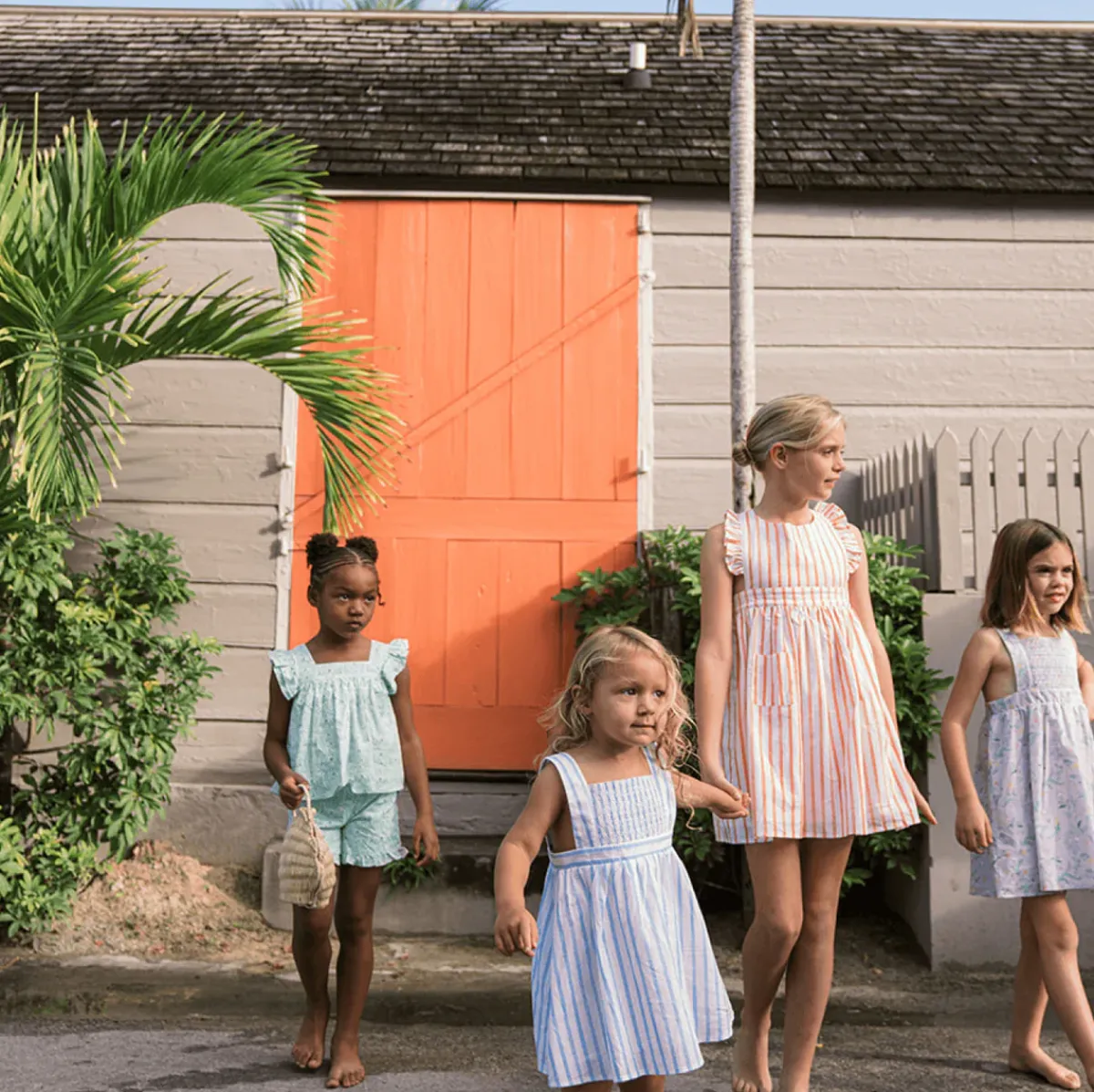 minnow Girls Smocked Bib Dress Bahamian Blue Stripe Discount