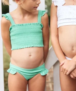 minnow Girls Smocked Bikini Abaco Green Hot