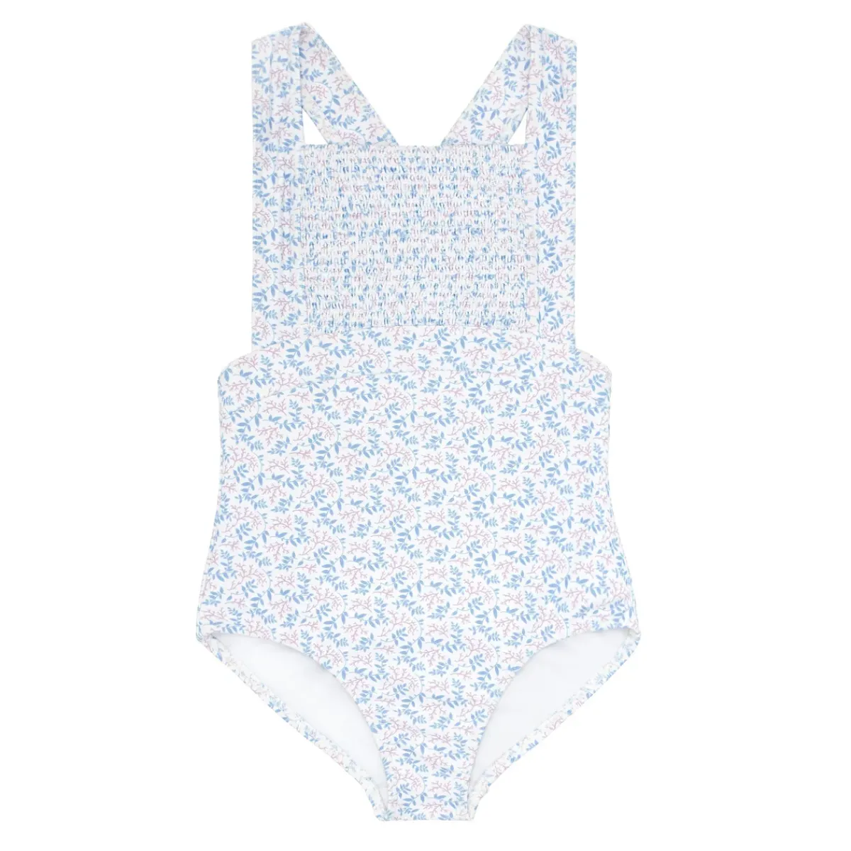 minnow Girls Smocked Crossover One Piece Briland Blue Botanic Best