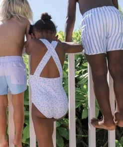 minnow Girls Smocked Crossover One Piece Briland Blue Botanic Best