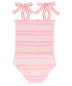 minnow Girls Smocked One Piece Sorbet Pink Stripe Online