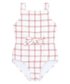 minnow Girls Tie Front One Piece Windowpane Outlet