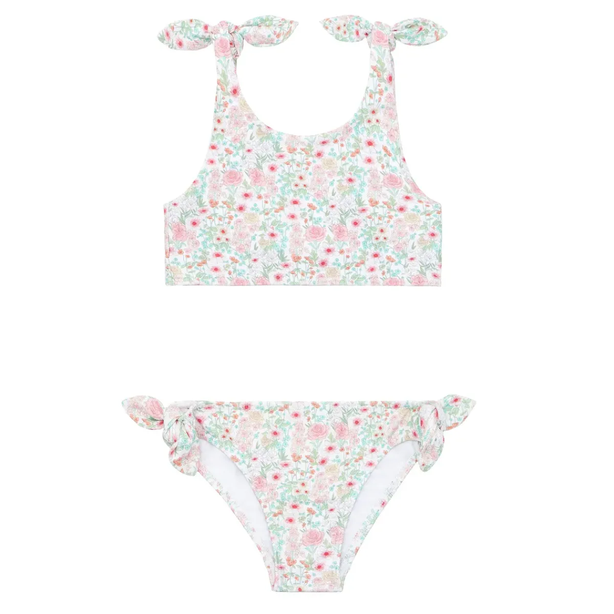 minnow Girls Tie Knot Bikini Emerald Floral Clearance