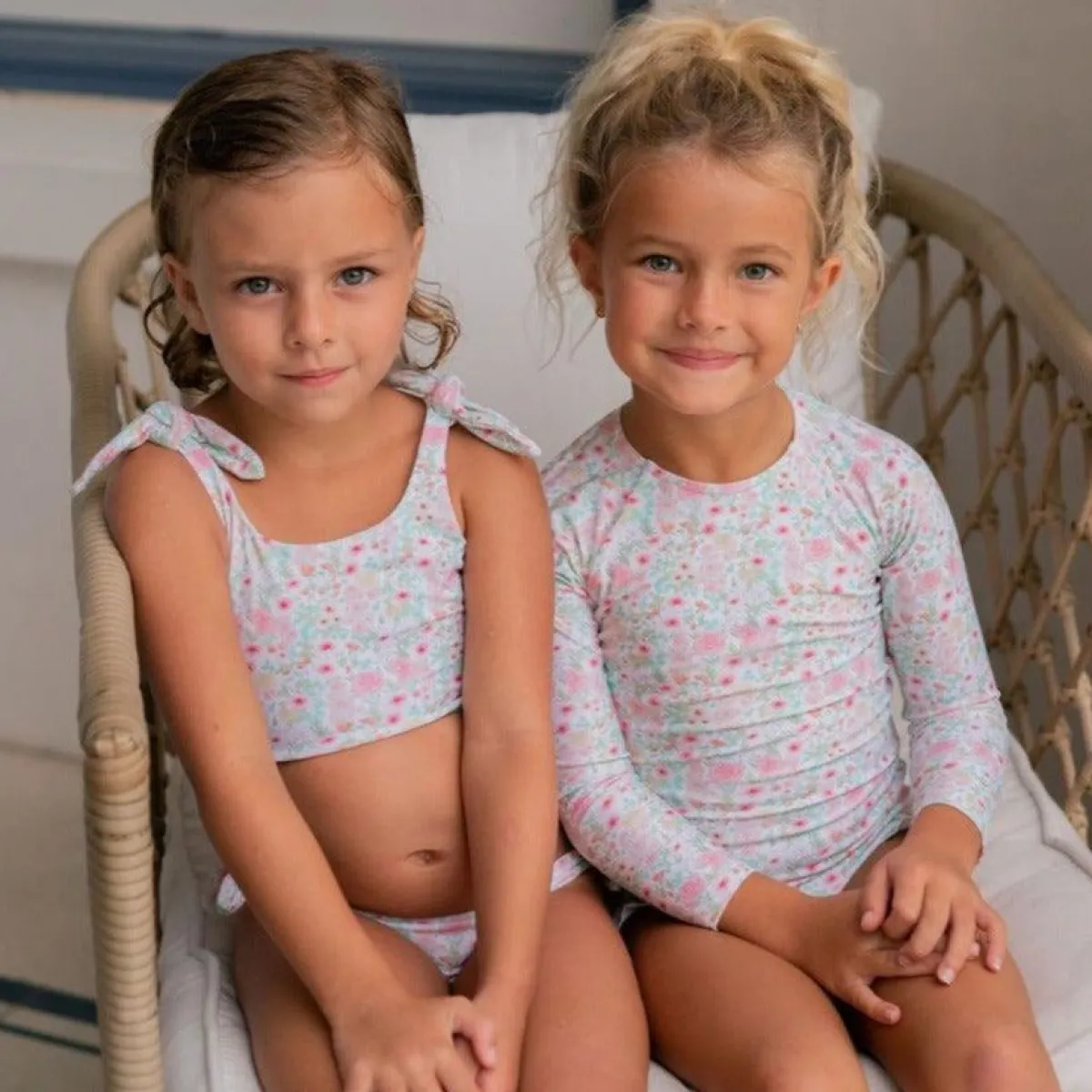 minnow Girls Tie Knot Bikini Emerald Floral Clearance