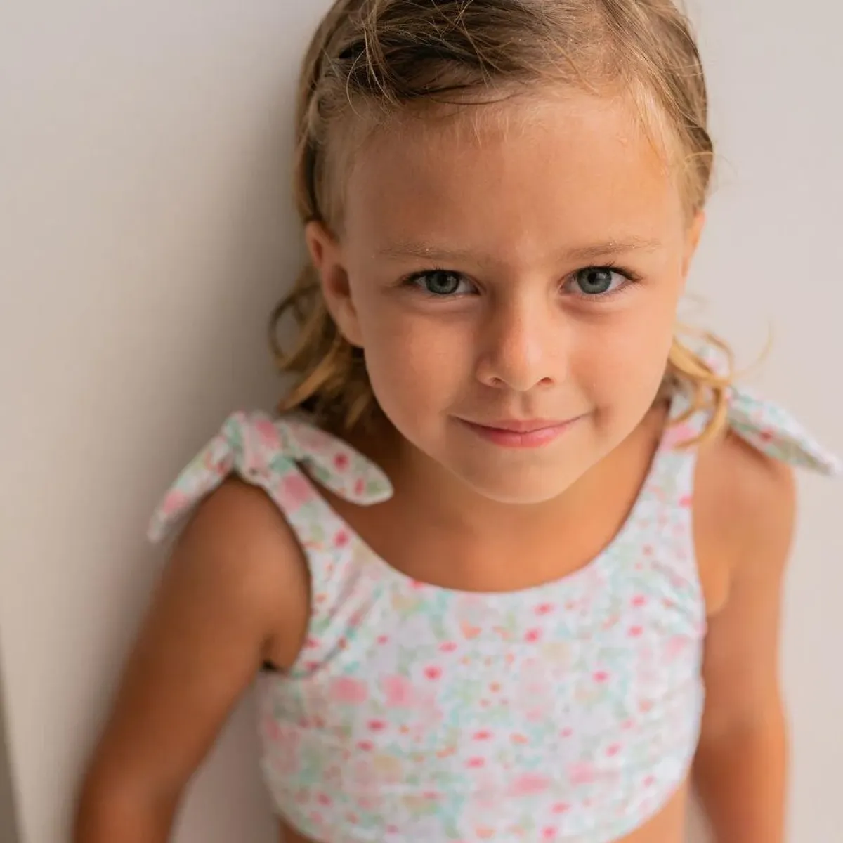 minnow Girls Tie Knot Bikini Emerald Floral Clearance